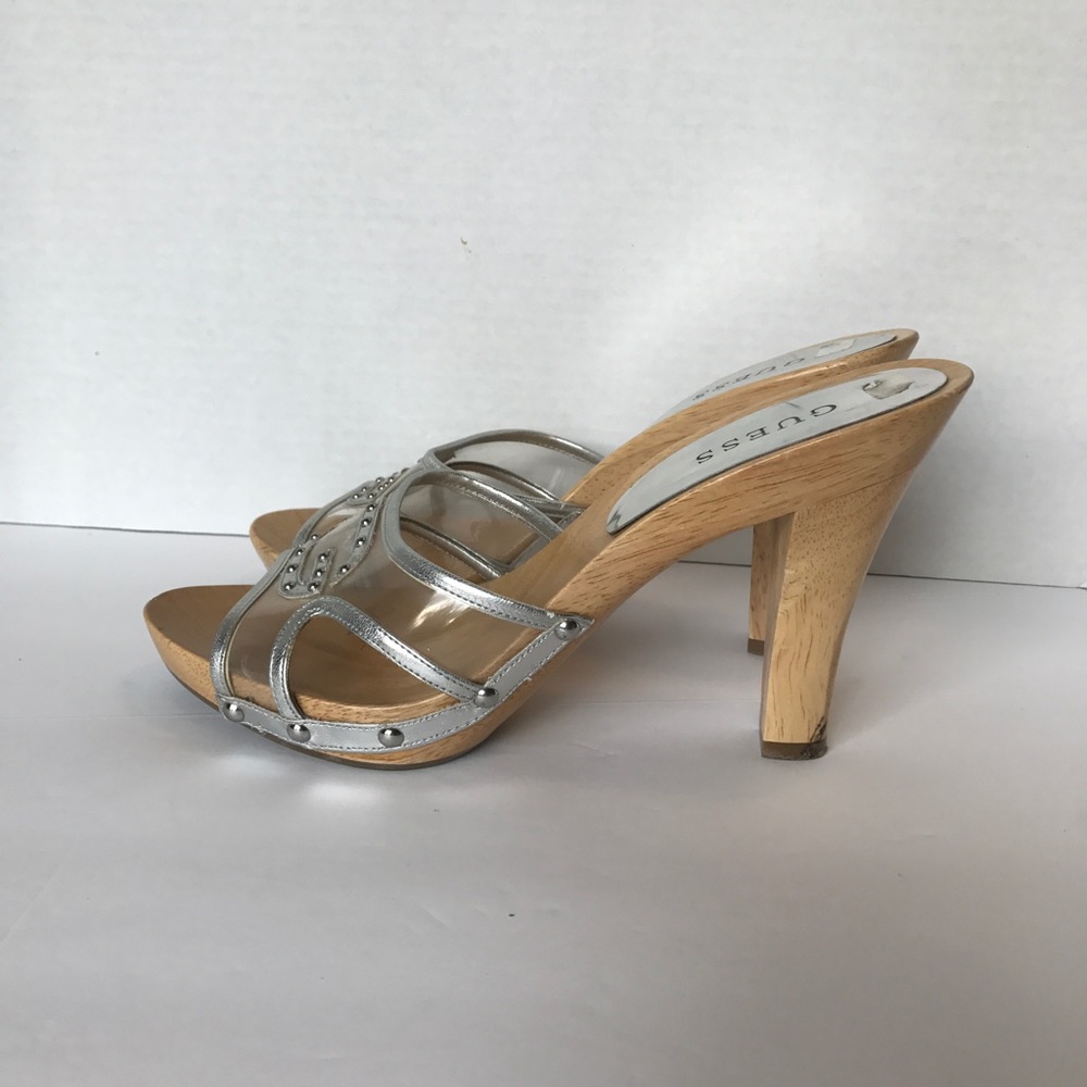 GUESS backless wooden high heels size 10 M